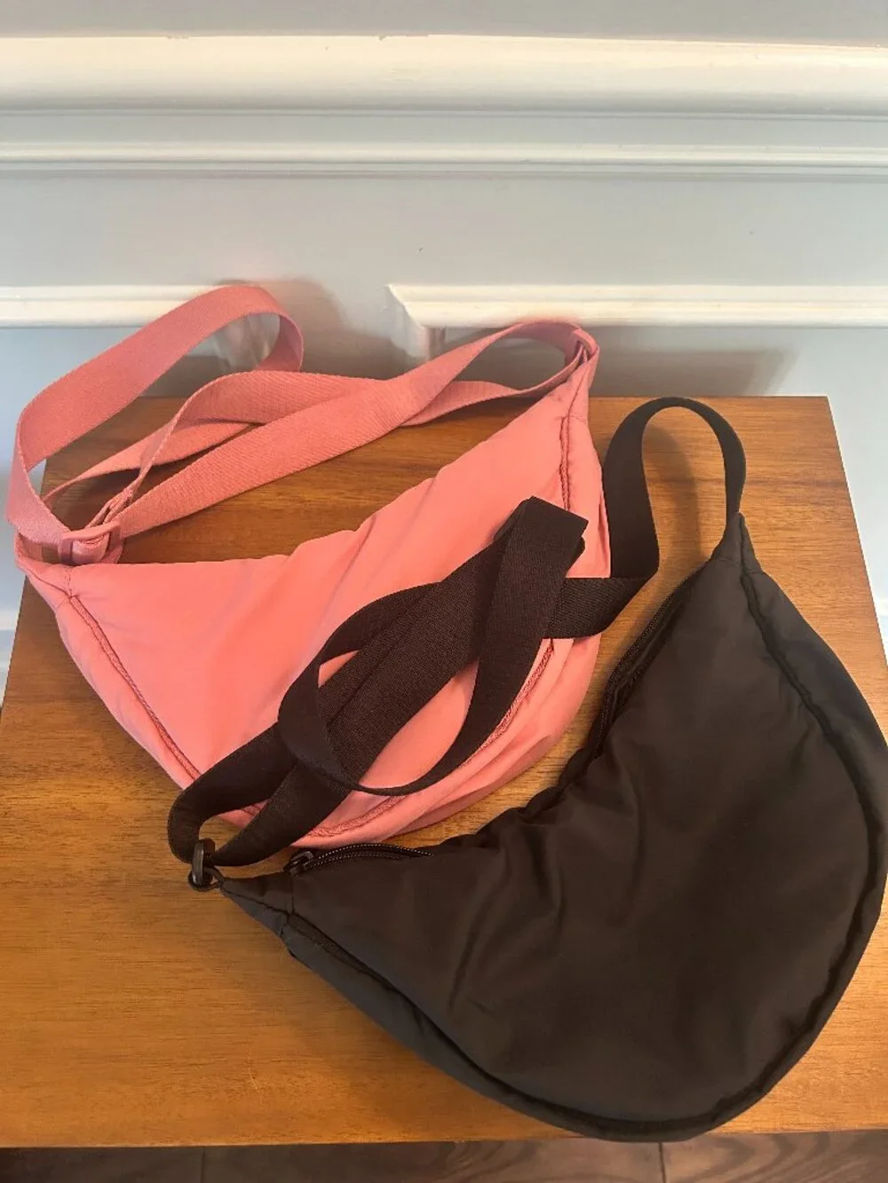 Uniqlo Mini Sling Crescent Bags Set of 2 Black Dusty Pink | Cute & Functional